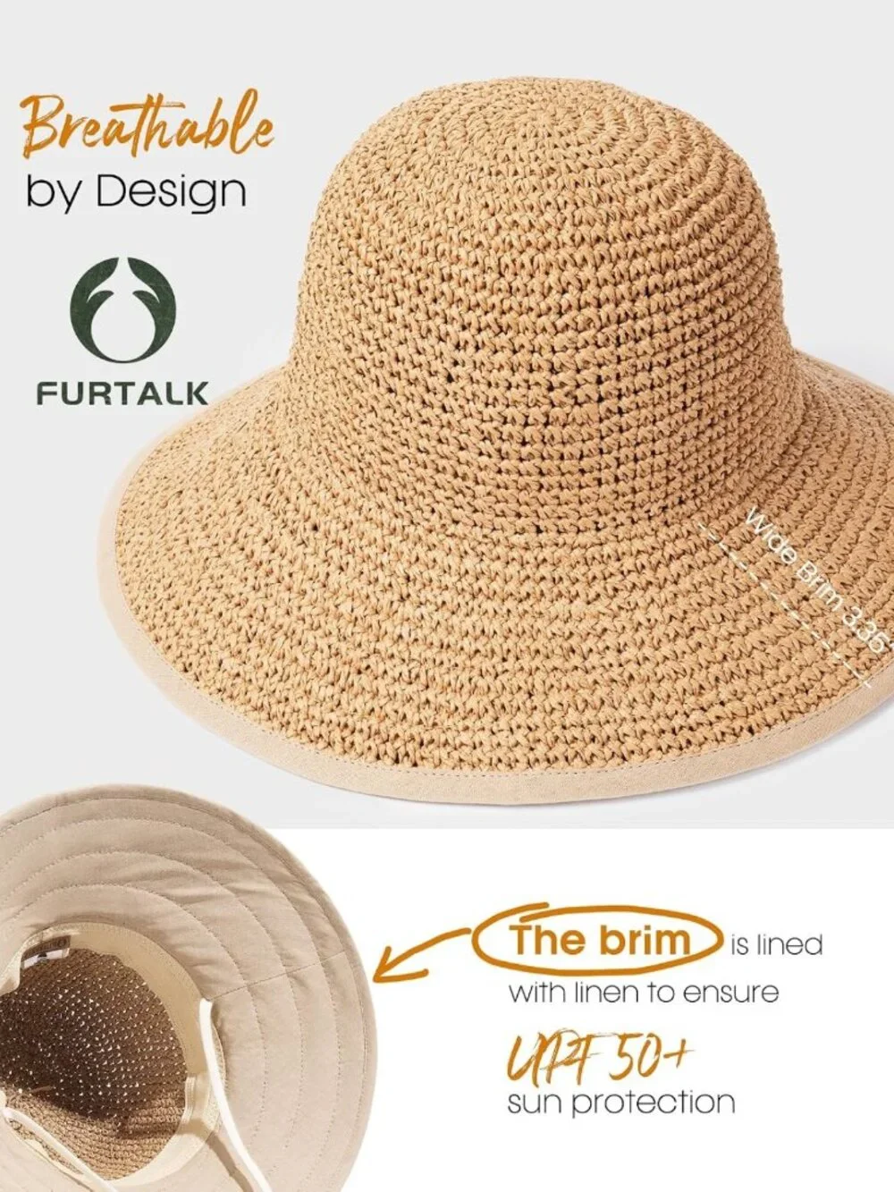 Summer Wide Brim Straw Beach Hat for Women | Packable, Breathable, Adjustable